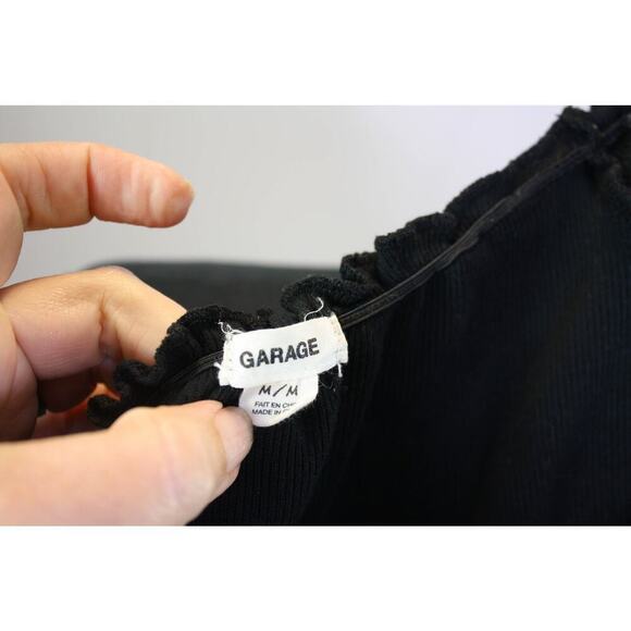 Garage Black Crop Top Scoop Neck Elastic Y2K 2000s Goth Whimsygoth M - Picture 3 of 3